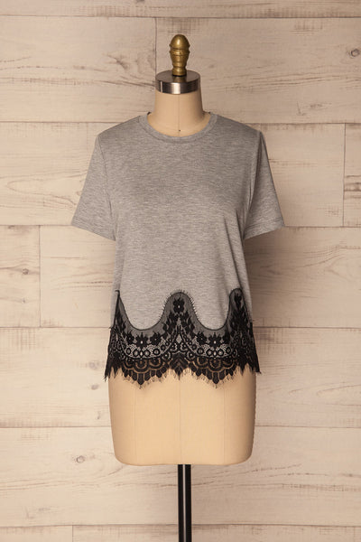 Mespelare Grey & Black T-Shirt with Lace | La Petite Garçonne 1