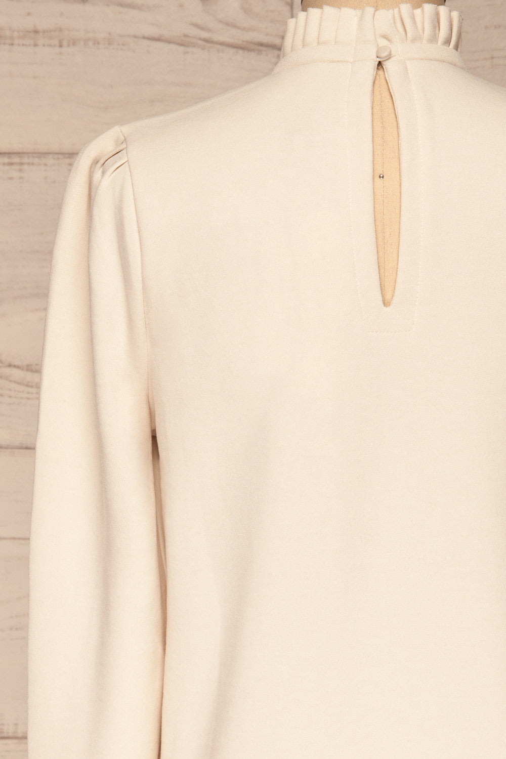 Methon Chalk White Mock Neck Top | Haut | La Petite Garçonne back close-up