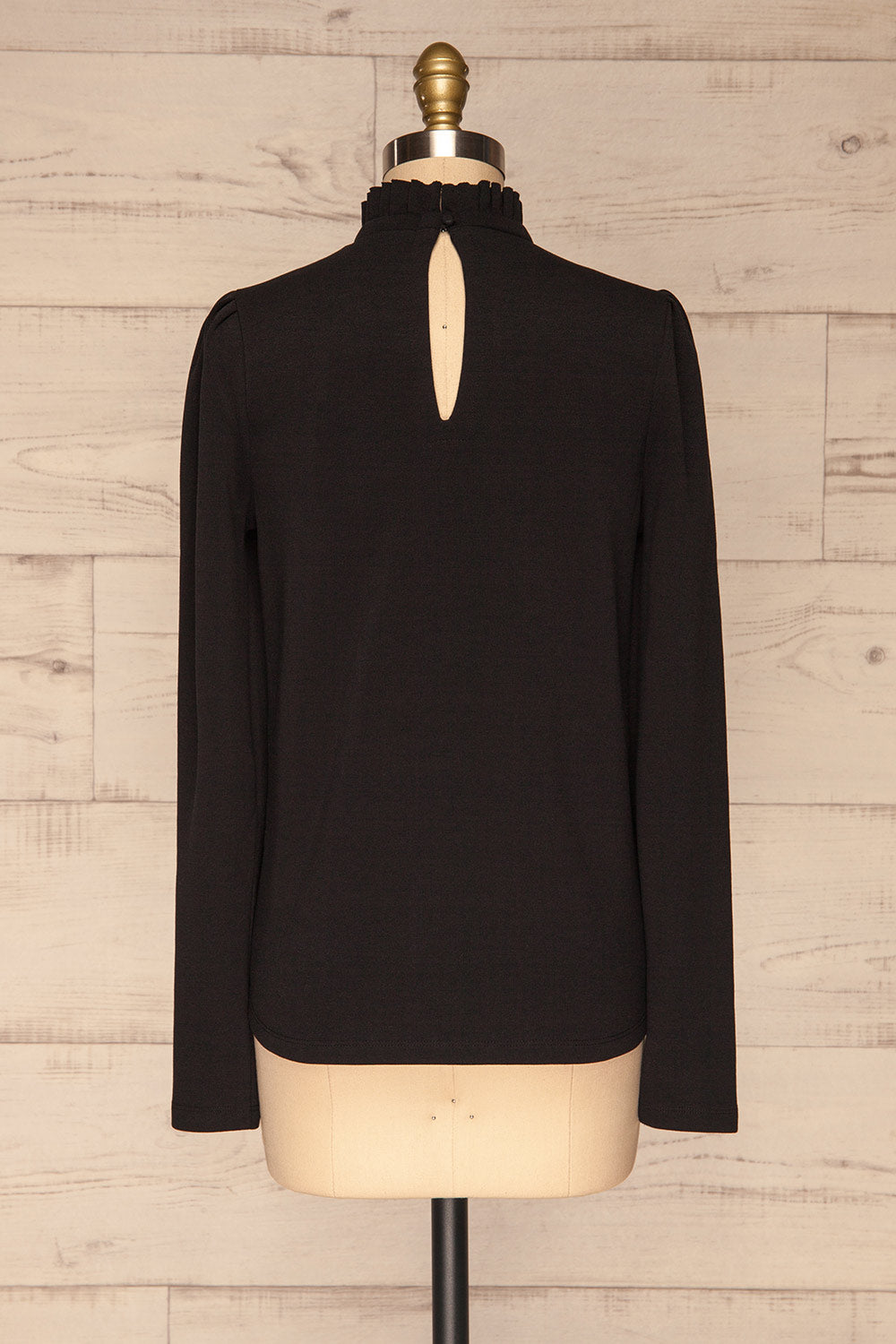 Methon Coal Black Mock Neck Top | Haut | La Petite Garçonne back view 