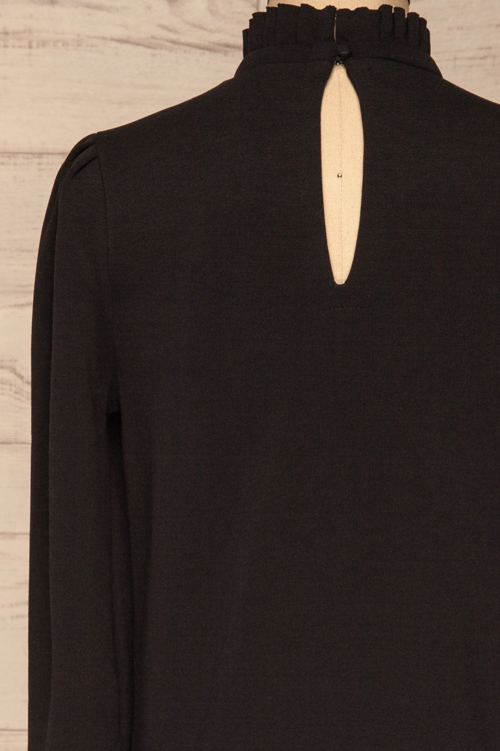 Methon Coal Black Mock Neck Top | Haut | La Petite Garçonne back close-up