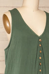 Miass Green Sleeveless Button-Up Jumpsuit  | La petite garçonne side close-up