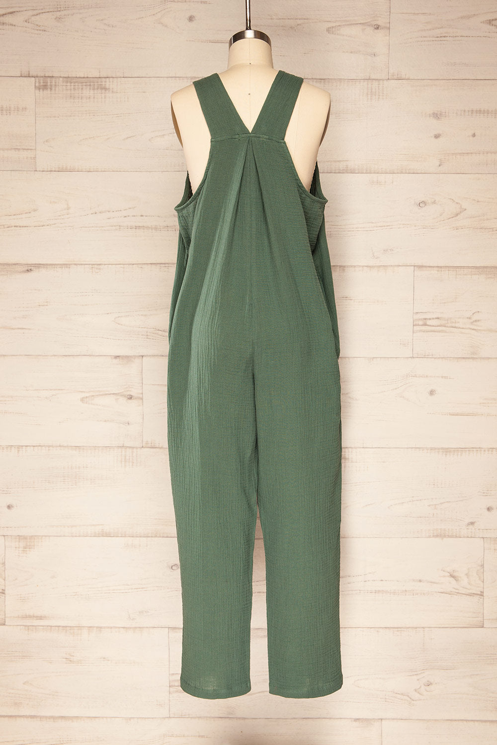 Miass Green Sleeveless Button-Up Jumpsuit  | La petite garçonne back view 