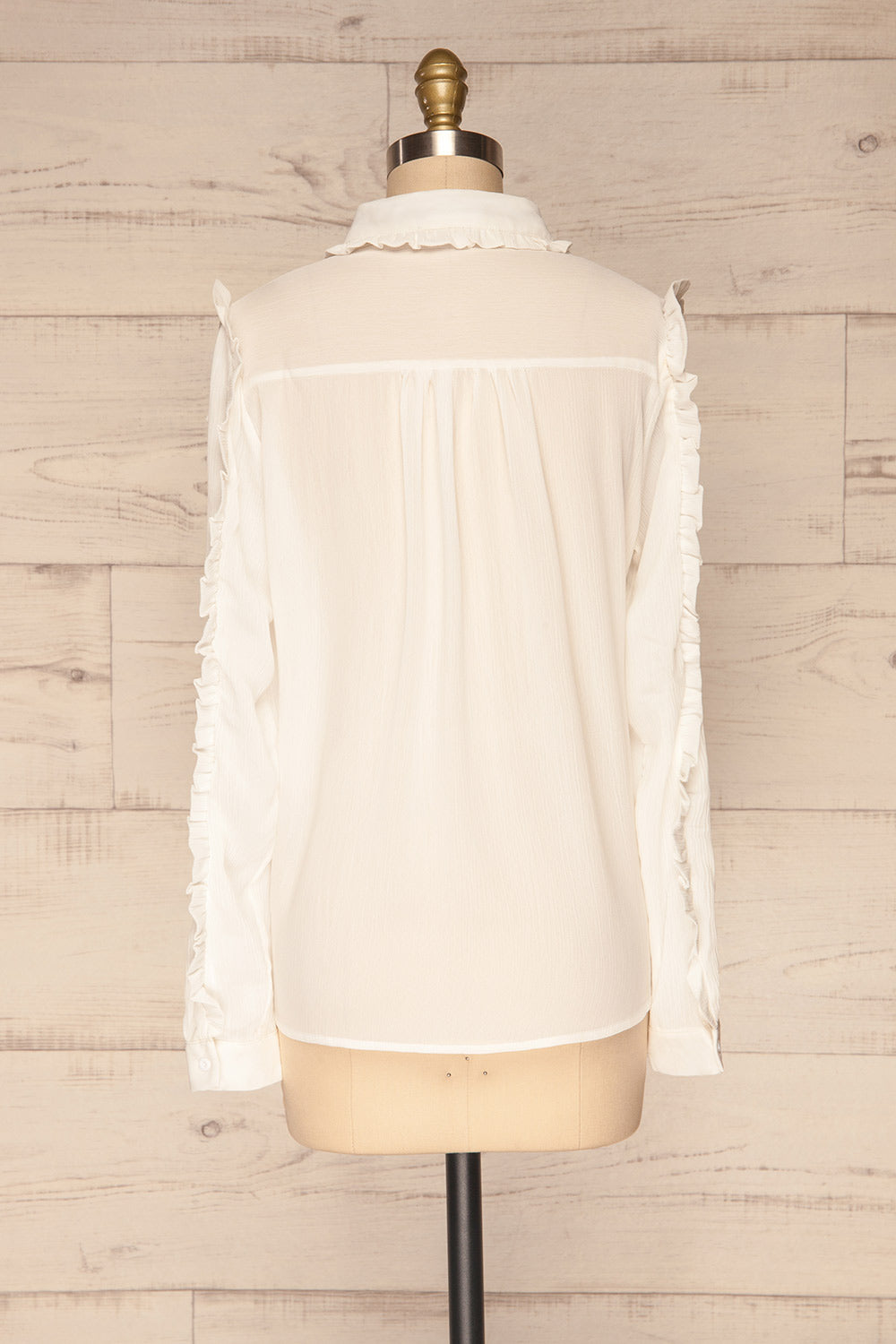 Migdalia White Chiffon Shirt with Ruffles | La Petite Garçonne back view 