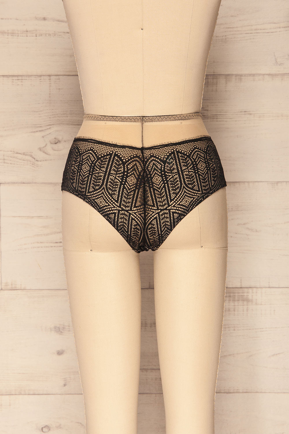 Miha Black Lace & Mesh High Waisted Panty | La Petite Garçonne back view 