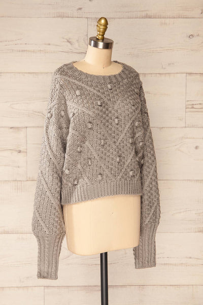 Miirsk Grey Cropped Knit Sweater | La petite garçonne side view