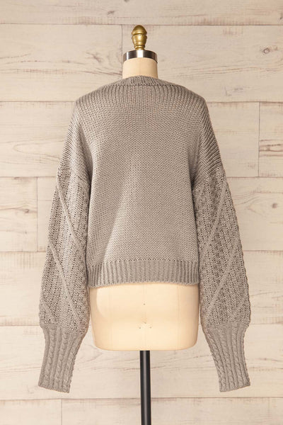Miirsk Grey Cropped Knit Sweater | La petite garçonne back view