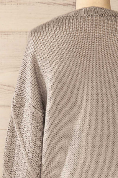 Miirsk Grey Cropped Knit Sweater | La petite garçonne back close-up
