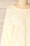 Miirsk Ivory Knit Sweater with Pompoms | La petite garçonne side close-up