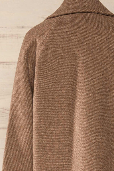 Mikkeli Midi Brown Wool Coat | La petite garçonne back close-up