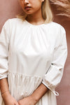 Mikki Beige Layered Long Sleeve Maxi Dress | Boutique 1861 model
