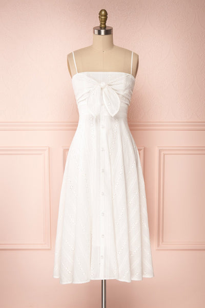 Mikolajki White Lace A-Line Midi Dress front view | Boutique 1861