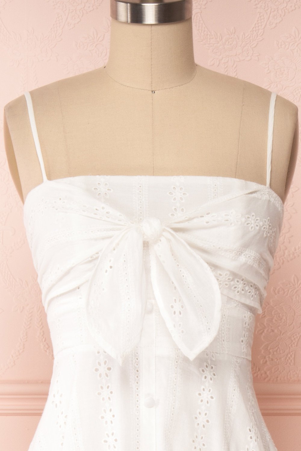 Mikolajki White Lace A-Line Midi Dress front close up | Boutique 1861
