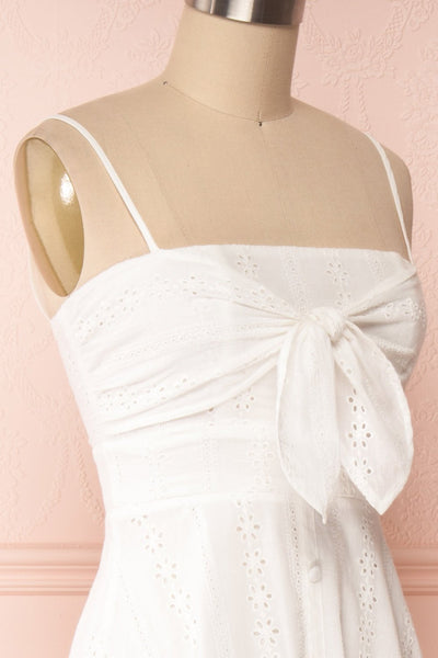 Mikolajki White Lace A-Line Midi Dress side close up | Boutique 1861
