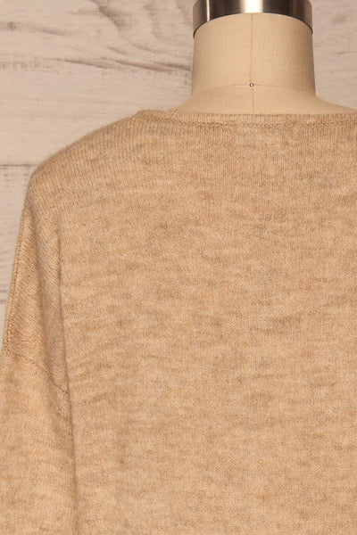 Mikstat Beige V-Neck Knit Sweater | La petite garçonne back close up