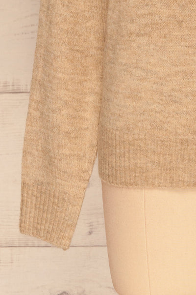 Mikstat Beige V-Neck Knit Sweater | La petite garçonne sleeve
