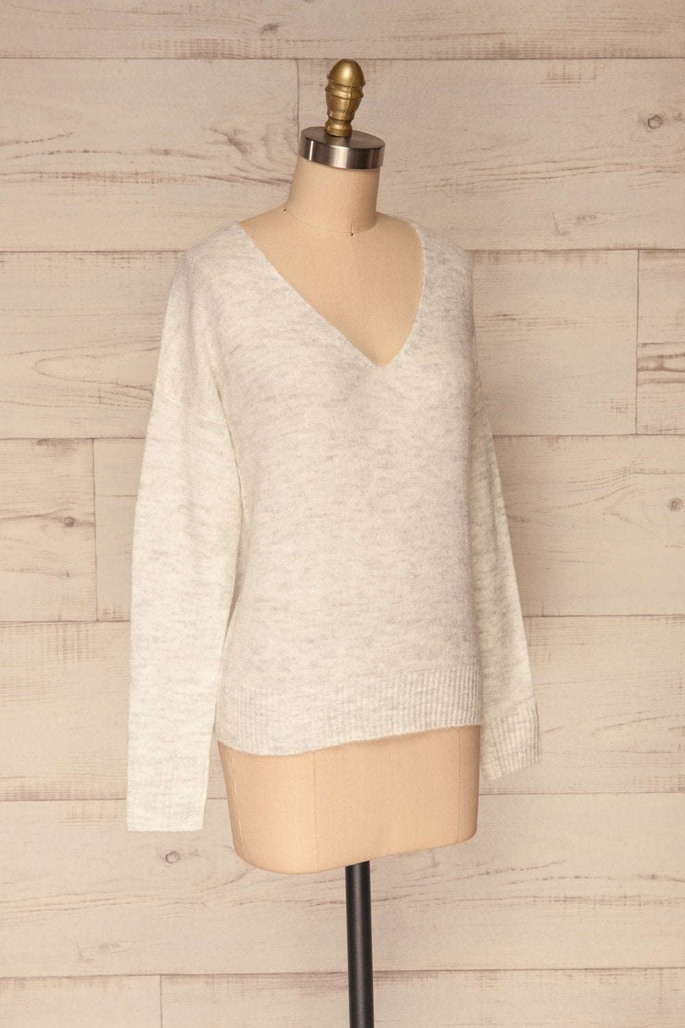 Mikstat Grey V-Neck Knit Sweater | La petite garçonne side view