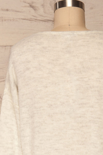 Mikstat Grey V-Neck Knit Sweater | La petite garçonne back close up