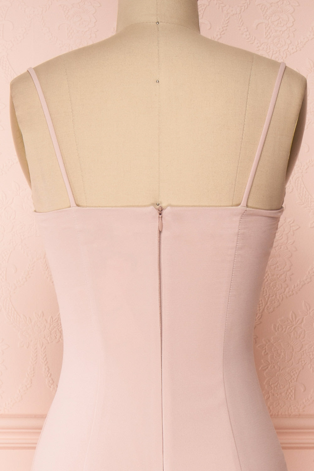 Milena Blush Light Pink Mermaid Maxi Dress | Boudoir 1861 back close-up