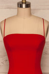 Milena Red Mermaid Gown | Robe front close up | La Petite Garçonne Chpt. 2