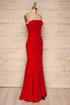 Milena Red Mermaid Gown | Robe side view| La Petite Garçonne Chpt. 2