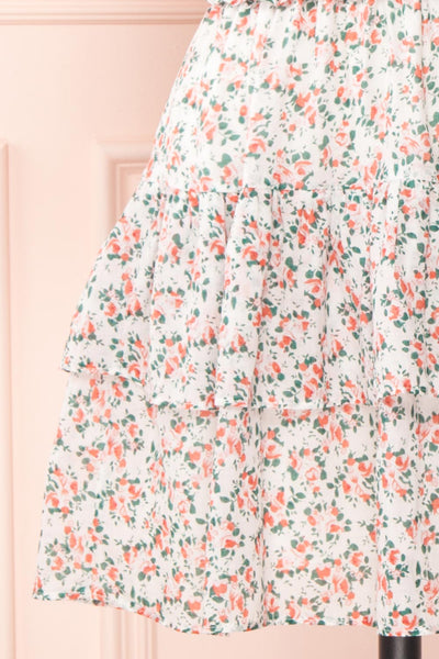 Milhoja White Floral Ruffle Short Dress | Boutique 1861 skirt