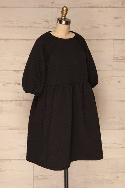 Millam Black Quilted Puffy Sleeve Dress | La petite garçonne side view