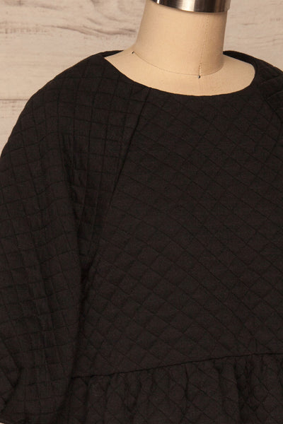 Millam Black Quilted Puffy Sleeve Dress | La petite garçonne side close up
