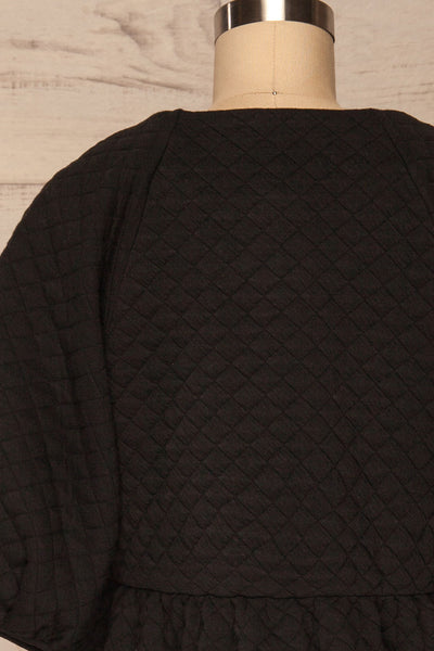 Millam Black Quilted Puffy Sleeve Dress | La petite garçonne back close up