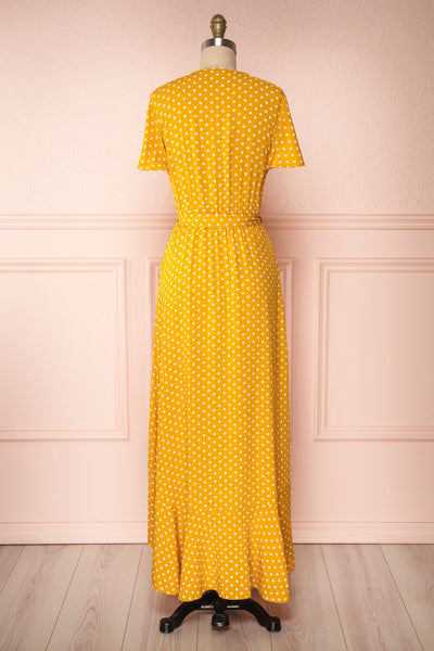 Millicent Yellow & White Polka Dot Dress | Boutique 1861 back view