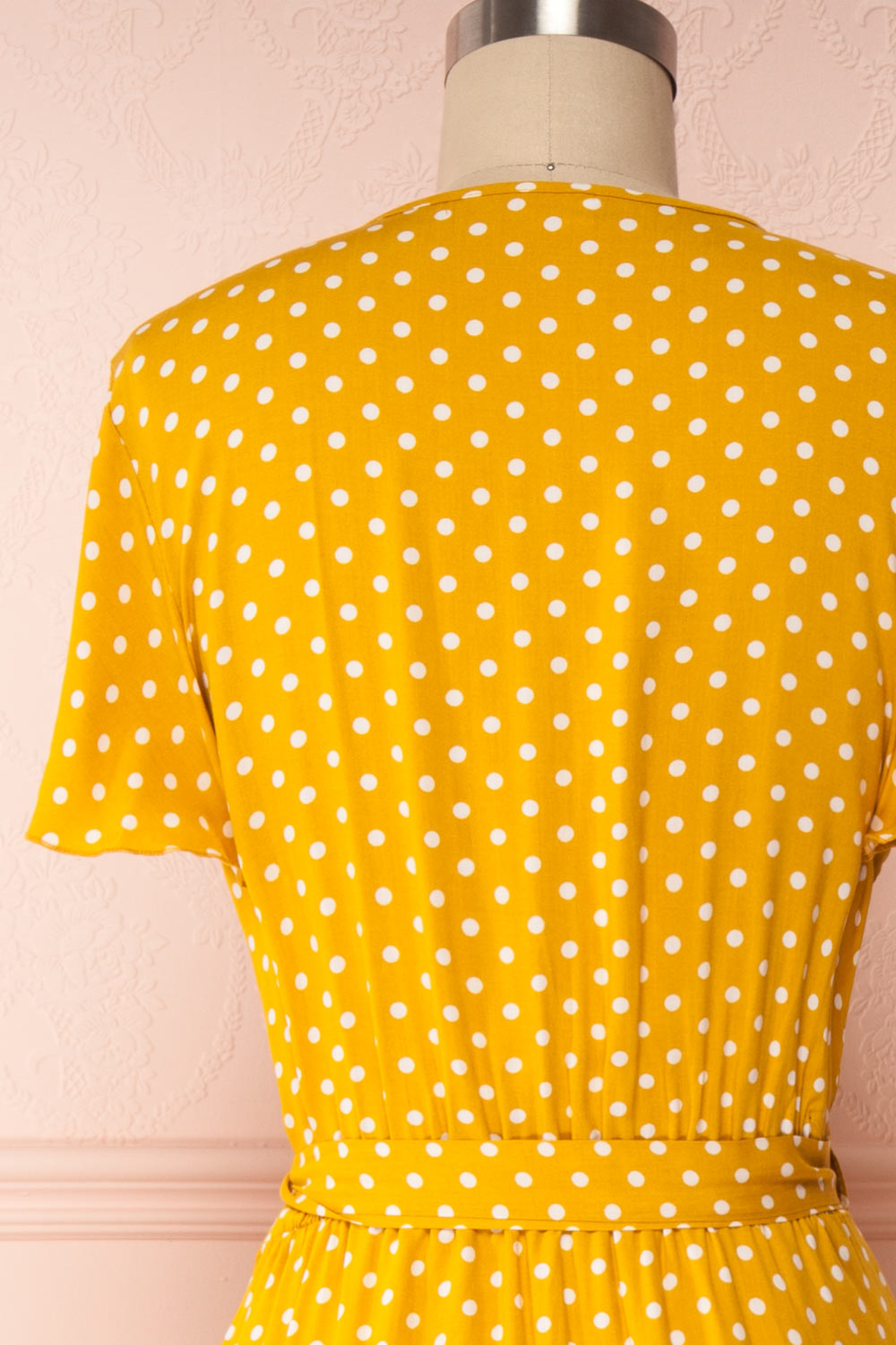 Millicent Yellow & White Polka Dot Dress | Boutique 1861 back view