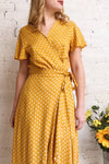 Millicent Yellow & White Polka Dot Dress | Boutique 1861 on model