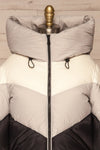 Milvina Black & White Coat | Manteau front close up zip up | La Petite Garçonne