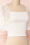 Mily White Ruched Crop Top with Puff Sleeves | Boutique 1861 4