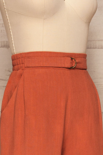 Mimi Palazzo Rust Orange Wide Leg Pants | La petite garçonne side close up