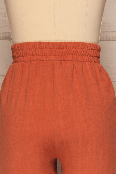 Mimi Palazzo Rust Orange Wide Leg Pants | La petite garçonne back close up