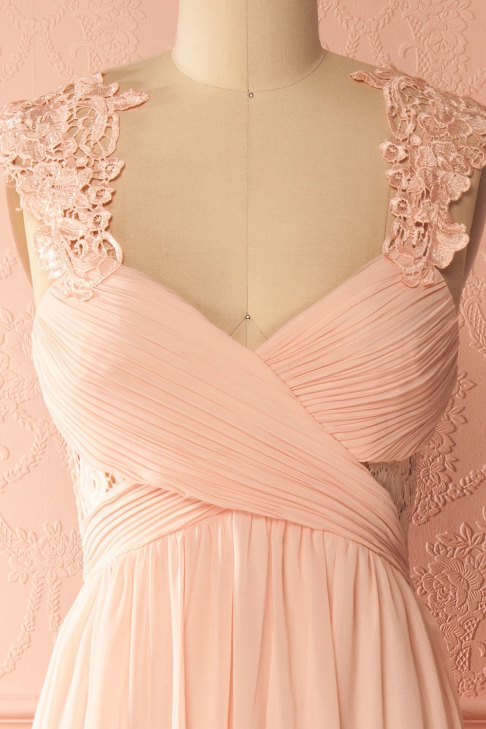 Mina Pink Pleated Bodice Lace and Chiffon Gown | Boudoir 1861