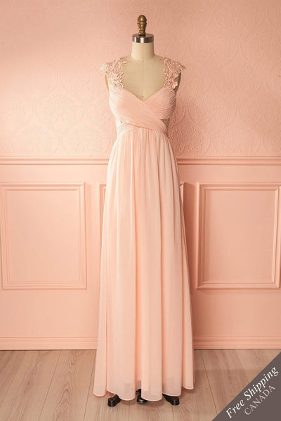 Mina Pink Pleated Bodice Lace and Chiffon Gown | Boudoir 1861