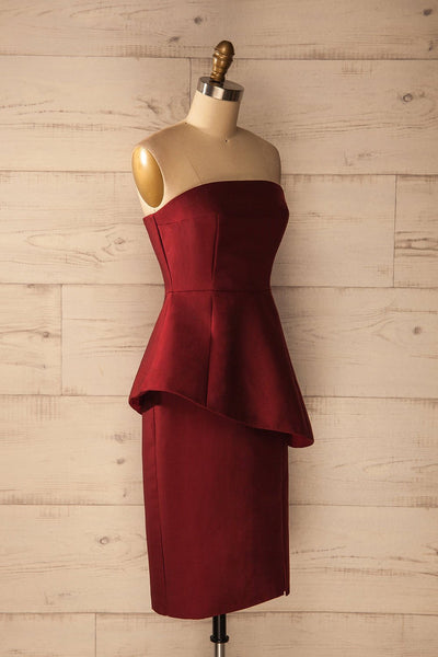 Mioglia Burgundy - Peplum bustier dress