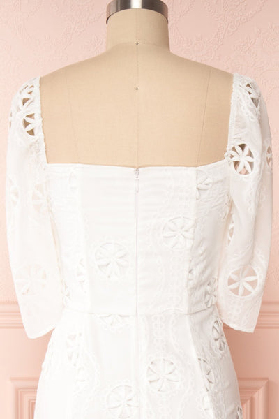 Mirabella White Off-Shoulder Maxi Dress back close up | Boudoir 1861