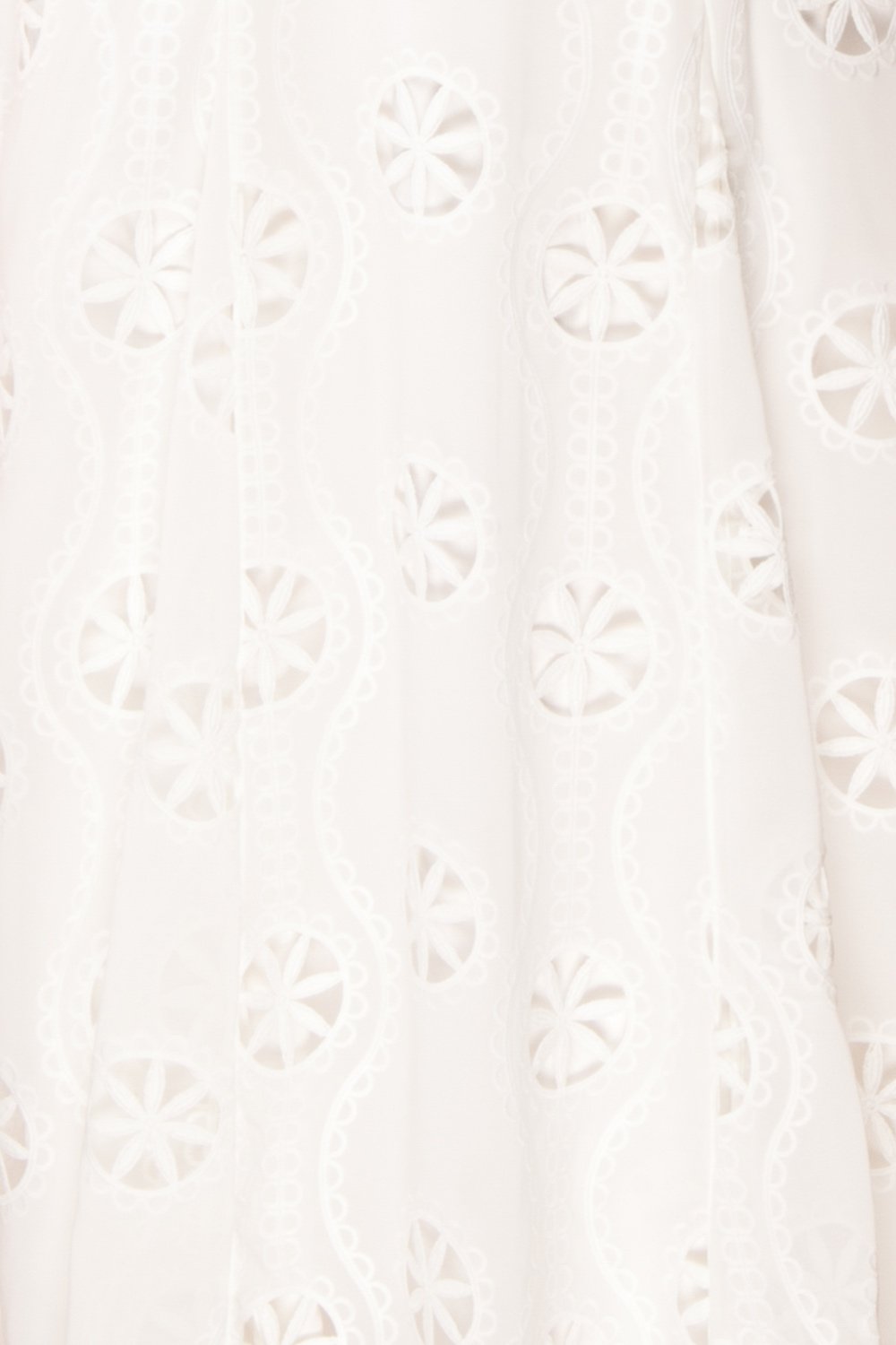 Mirabella White Off-Shoulder Maxi Dress fabric | Boudoir 1861