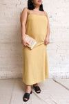 Mirandela Yellow Linen Midi Dress | La petite garçonne model look 2