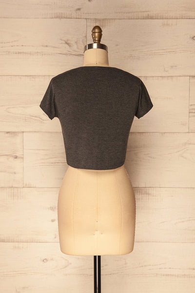 Mirina Charcoal Dark Grey Cropped T-Shirt | La Petite Garçonne
