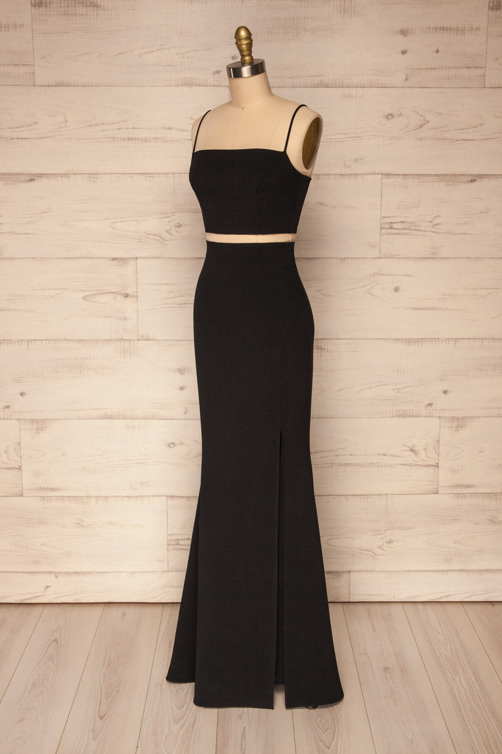 Mirissa Black Top and Skirt Prom Set | Boutique 1861 side view