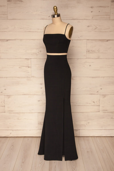 Mirissa Black Top and Skirt Prom Set | Boutique 1861 side view