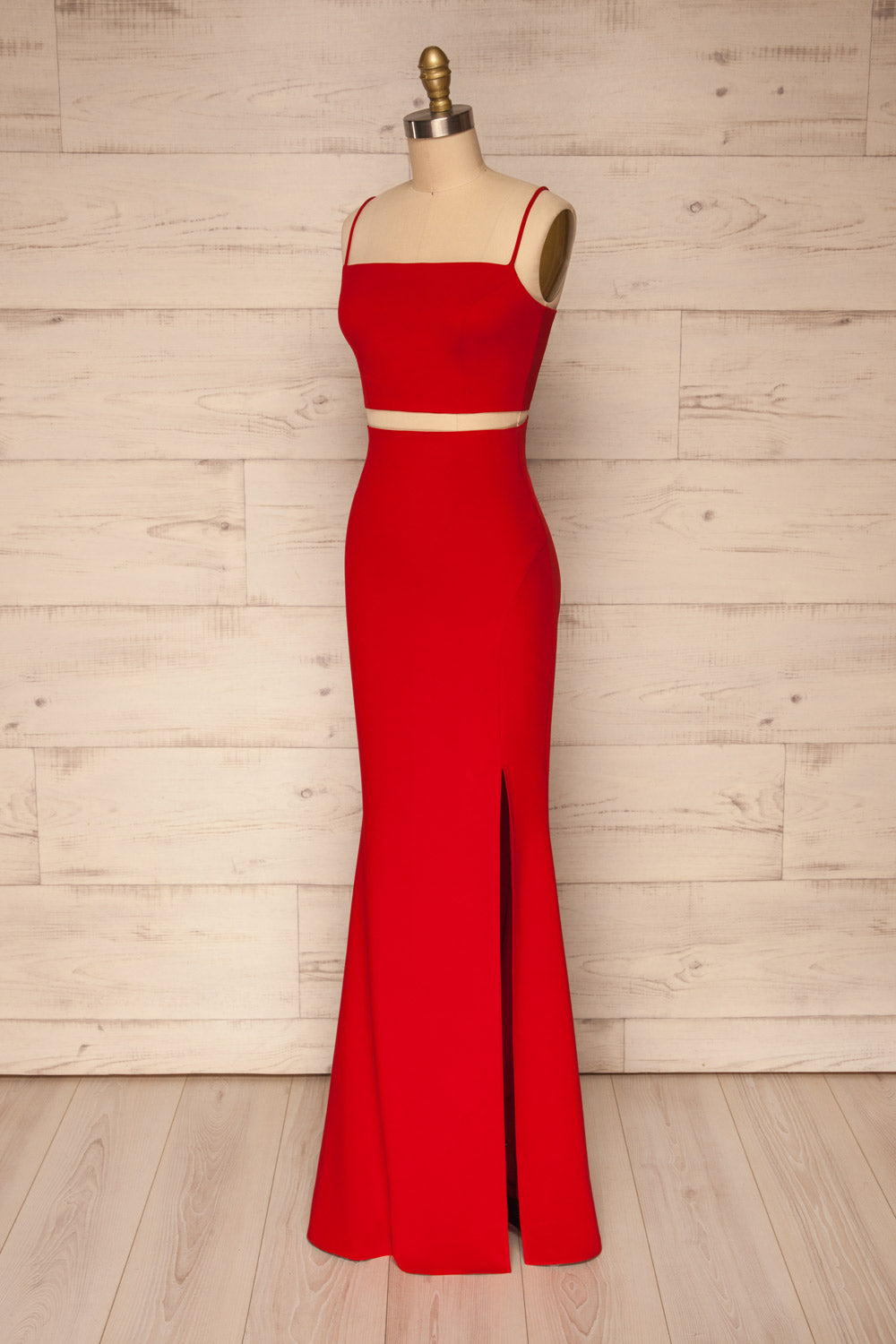 Mirissa Red Top and Skirt Prom Set | Boutique 1861 side view