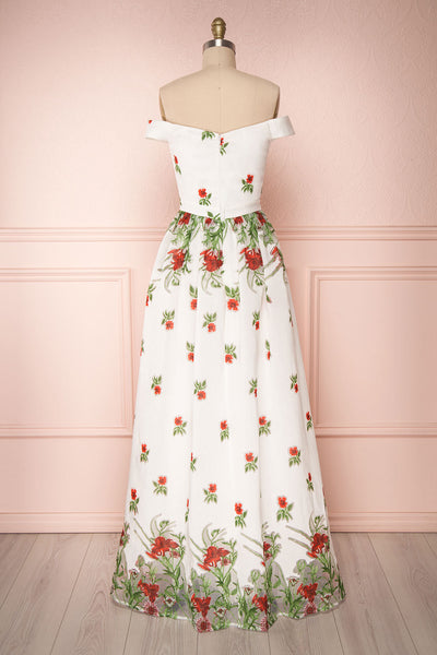 Misawa Ivory White Floral A-Line Maxi Dress | Boutique 1861 back view