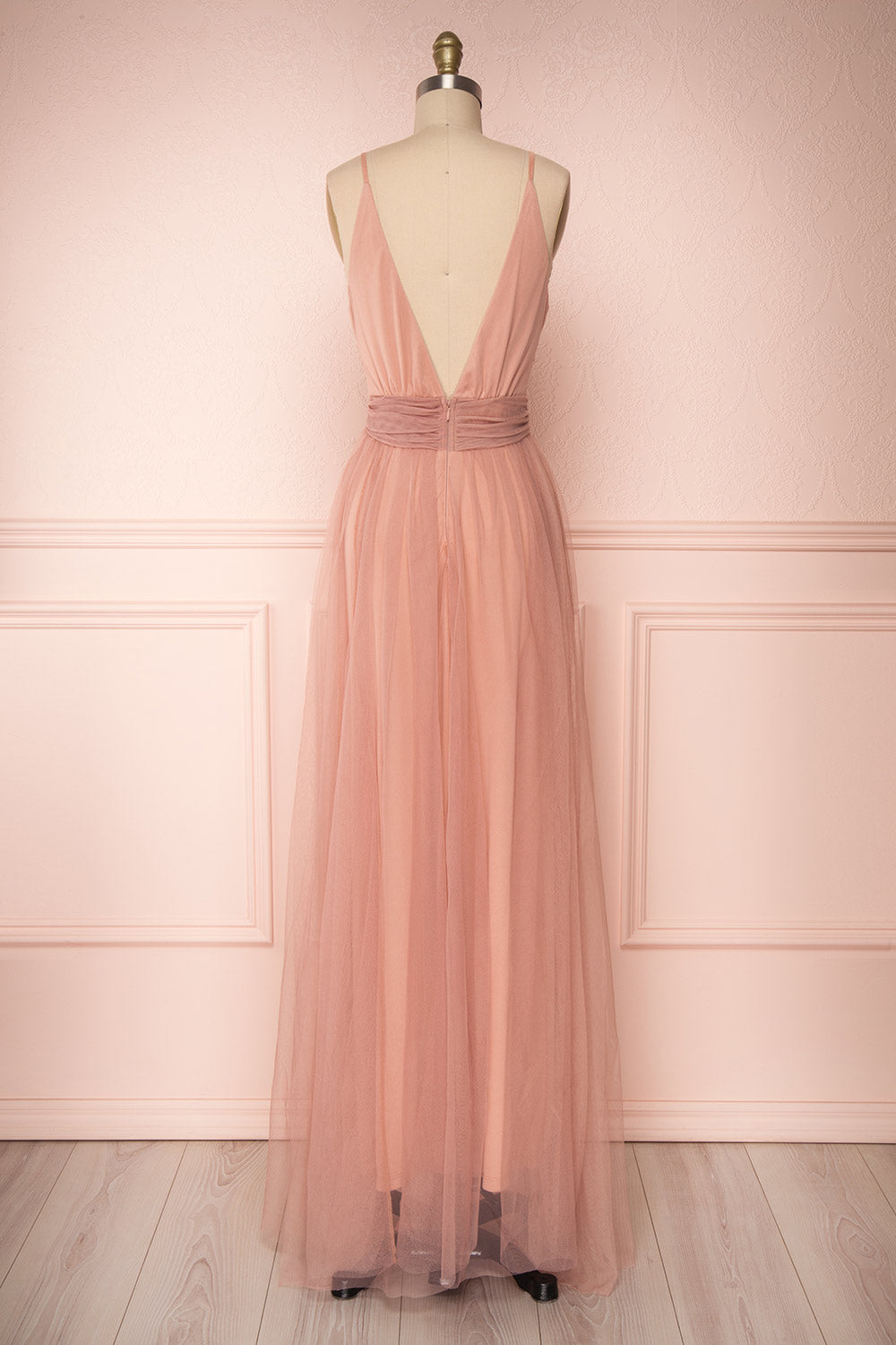 Miyawaka Blush Pink Tulle Gown w/ Plunging Neckline | Boutique 1861 5