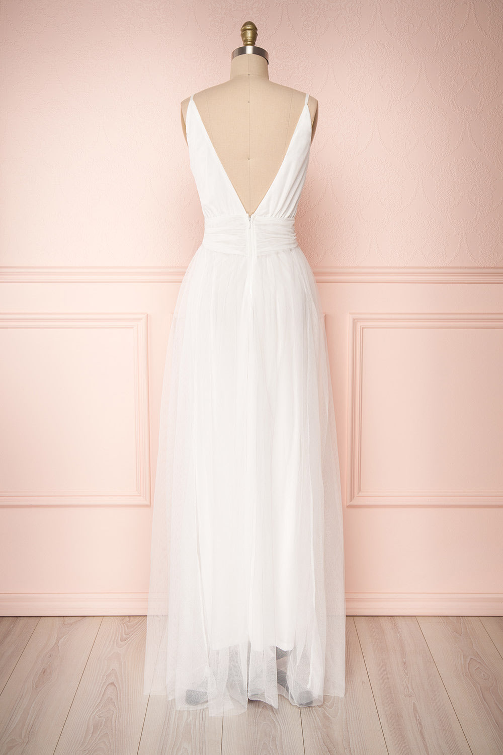 Miyawaka Blanc White Tulle Gown w/ Plunging Neckline | Boudoir 1861