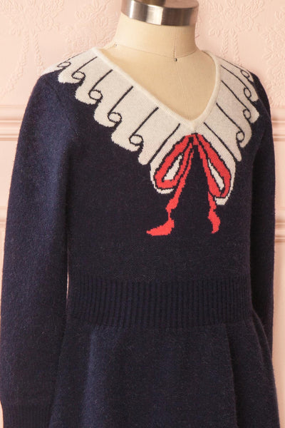 Miyuki Mini Kids Navy Knit A-Line Dress | Boutique 1861