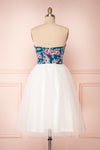 Mizuho Floral Printed White Tulle Bustier Dress | Boutique 1861